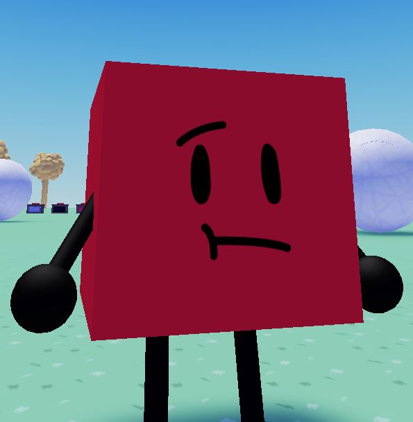 Cartoon character blocky from battle for dream island