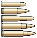 All five calibres available for the FAC Varminter: .22 Winchester Magnum, 5.7x28mm, .22 Hornet, .218 Bee and .221 Remington Fireball (from top)