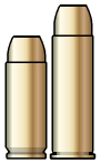 .50 AE on the left vs. .500 S&W on the right