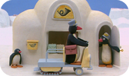 Pingu and Pingu's Father are about to deliver the mail.