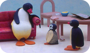 Pinga, Pingu and Pingu's Mother in Pingu and Pinga Stay Up.