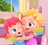 Finn giving Bora a hug