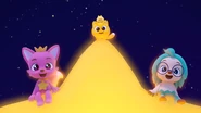 Pinkfong, Hogi, and Ninimo riding Pio.