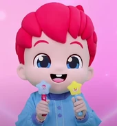 Bebefinn holding 2 Pinkfong wands