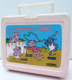 VTG 1984 Pink Panther & Sons Metal Lunchbox & Thermos Panky