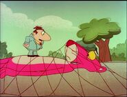 Pink panther trapped in the net with big nose 2