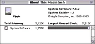 About window that is displayed from the Finder, running from the Macintosh on Pippin CD-ROM.