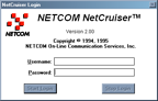 Login screen of NetCruiser 2.0 for Windows.