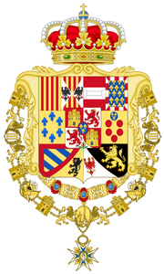 Royal Greater Coat of Arms of Spain (1761-1868 and 1874-1931) Version with Golden Fleece and Order of Charles III Collars
