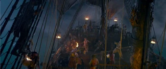 The mutiny aboard the Queen Anne's Revenge.