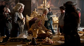 Richard Griffiths on set as King George in Pirates of the Caribbean: On Stranger Tides.