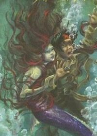 A mermaid with young Jack Sparrow.
