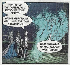 Will Turner releases the spirits of the pirates of the Caribbean after breaking the Buccaneer's Heart.