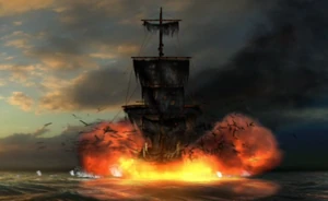The destruction of the Black Pearl.