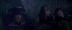 Gibbs meeting up with Jack and Barbossa.