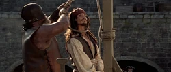 Jack Sparrow's hanging at Fort Charles.