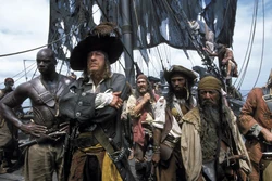 Captain Barbossa with his crew.