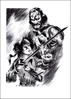 Young Jack Sparrow with the spirit of Hernán Cortés and his legendary sword.