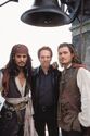 Will (Orlando Bloom) and Jack (Johnny Depp) with Jerry Bruckheimer