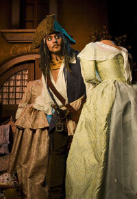 Johnny Depp and captain Jack Sparrow in the Pirates of the Caribbean ride  in Disneyland Paris DLP Disney