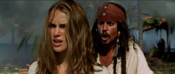Elizabeth Swann and  after burning the rum supply on .
