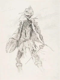 The first rendering of Davy Jones, thereby the first rendering of the curse of the Flying Dutchman, sketched by conceptual consultant James Ward Byrkit.