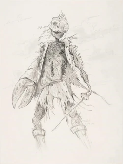 Byrkit's first rendering of Davy Jones, an early illustration sketched in the middle of the night during one of his "spitball sessions" with Gore Verbinski.