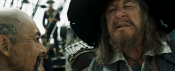 Barbossa arguing with Sao Feng