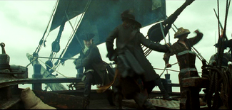 Hector Barbossa fighting  on the .