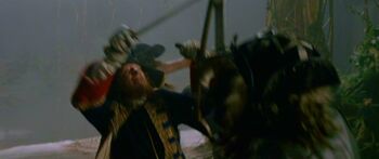 Barbossa duelling with Blackbeard at the .