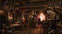 The interior of Blackbeard's cabin, as rendered here by Dean Tschetter, was built on B Stage at Pinewood Studios, and included a large section of the stained glass window.