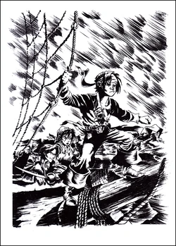 Young Jack Sparrow during his early adventures as a teenage stowaway.