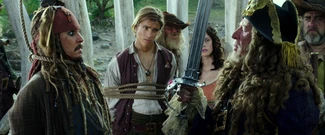 Barbossa releases the Black Pearl from its prison.
