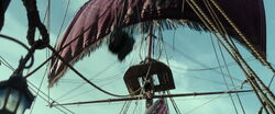 The topsail on the mizzenmast of the Queen Anne's Revenge.