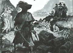 Pirates prepare to bury their treasure.