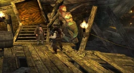 Jack Sparrow stands before the tavern.