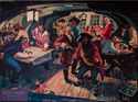 Rogues' gallery. Bruce Bushman's conceptual artwork for the "Pirates Wax Museum", featuring Blackbeard, Anne Bonny, and Mary Read.