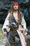 Johnny Depp portrays the irreverent trickster pirate Captain Jack Sparrow.