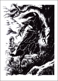 After his deal with Davy Jones, Captain Torrents was cursed by the Aztec gods to always be followed by storms and lightnings.