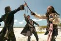 Norrington, Will, and Jack fighting for the key.