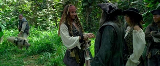 Jack negotiating with Blackbeard for the Chalices.