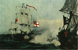 The battle between the Fortune and the HMS Swallow, in which it was captured.
