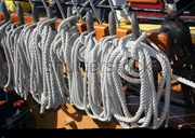 Rigging wrapped around Belaying Pins