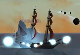 The Maleficent Queen Anne's Revenge being fired at with fury.