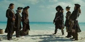 Parley on the sandbar in Dead Man's Chest