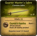 Quarter Master's Sabre Card