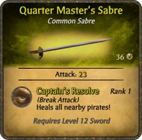 Quarter Master's Sabre Card