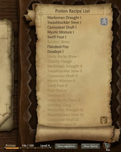 Potion Recipe List