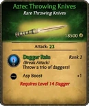 Aztec Throwing Knives Card