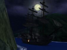 The Black Pearl at night.